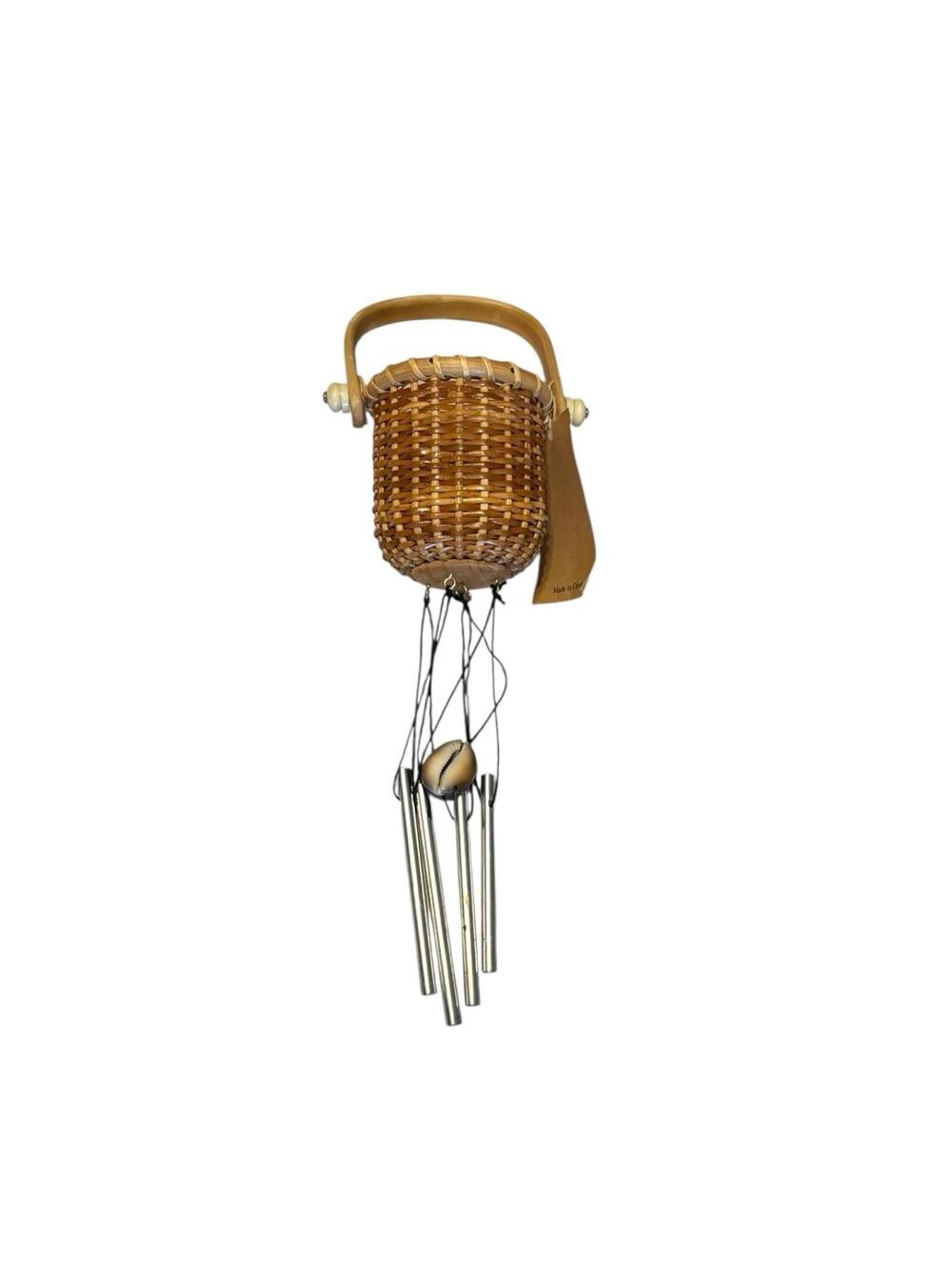 Nantucket Mini Basket Wind Chime Swing Handle Nautical Coastal Decor 3"